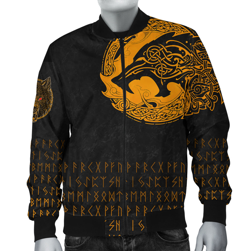 Viking Bomber Jacket Fenrir Wolf Orange RLT12 - Wonder Print Shop
