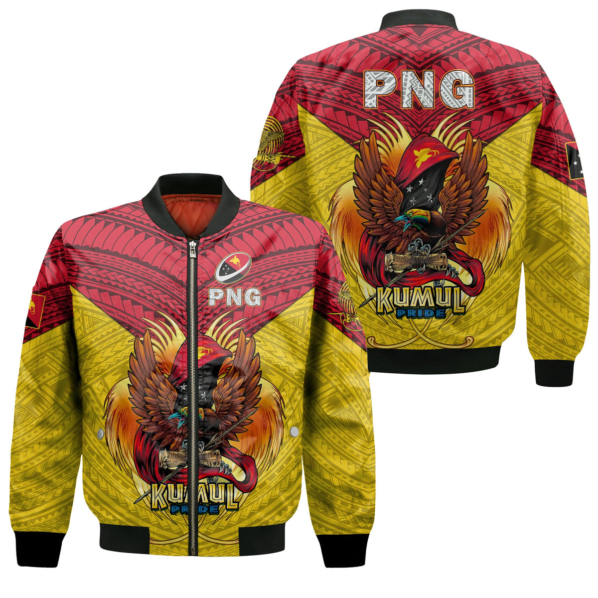 Papua New Guinea Rugby Kumul Pride Bomber Jacket - LT2 - Wonder Print Shop