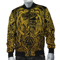 Viking Bomber Jacket Valknut and Dragon Tattoo Golden RLT12 - Wonder Print Shop