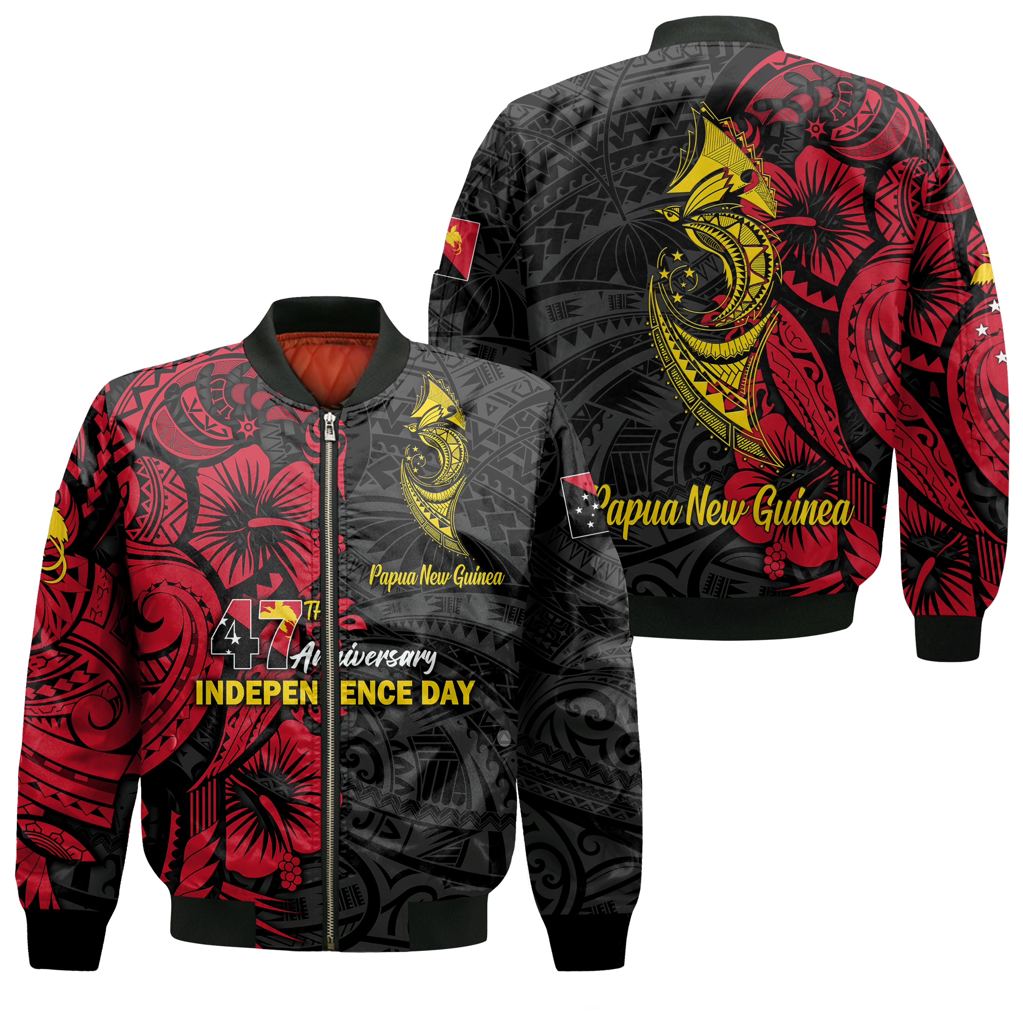 Papua New Guinea 47th Independence Day Bird Of Paradise Bomber Jacket - LT2 - Wonder Print Shop