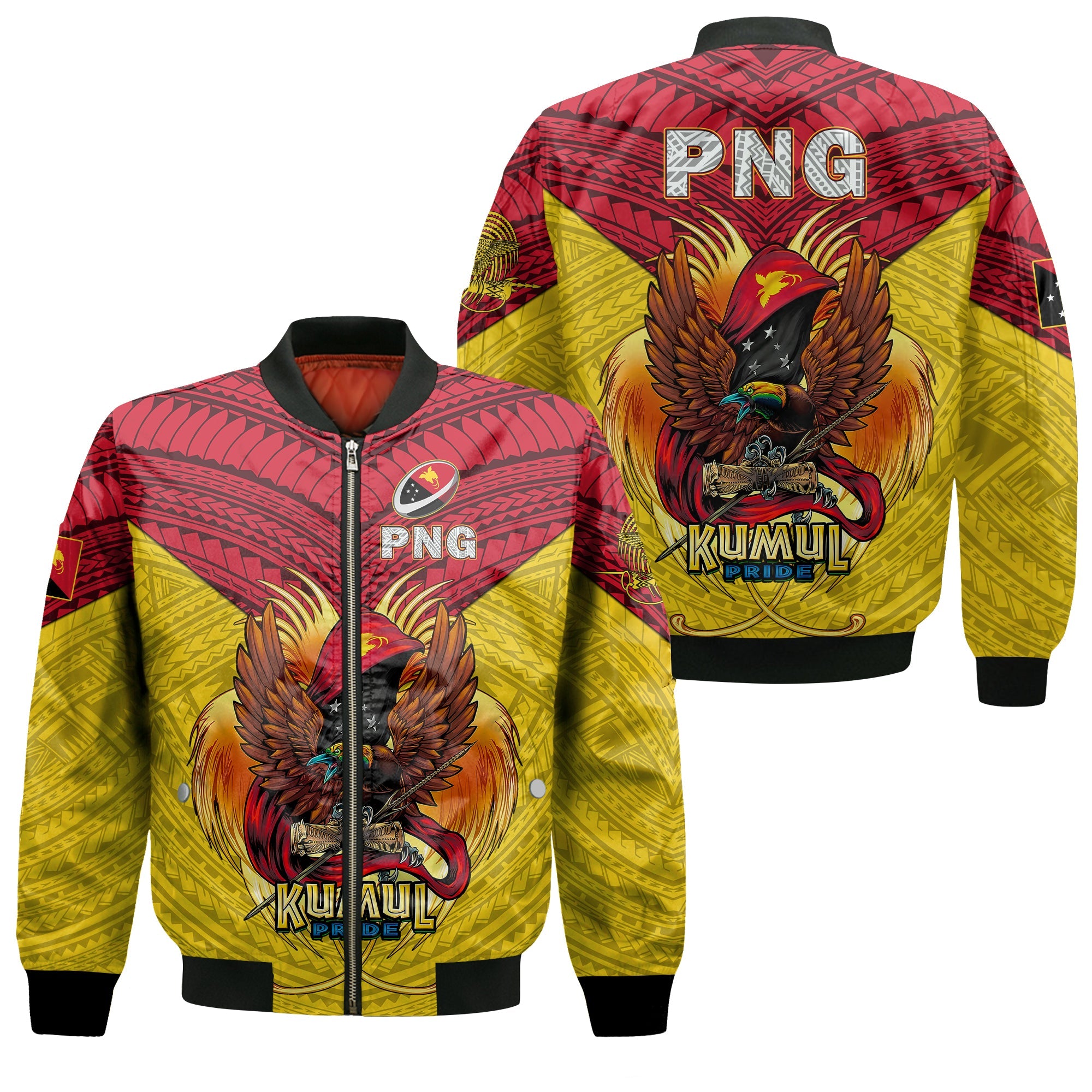 Papua New Guinea Rugby Kumul Pride Bomber Jacket - LT2 - Wonder Print Shop