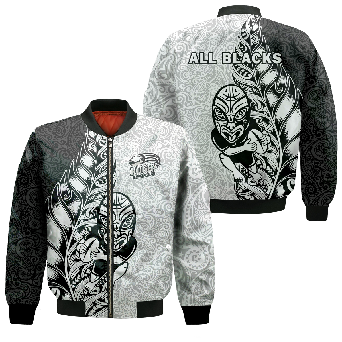New Zealand Maori All Black Rugby Bomber Jacket - LT2 - Wonder Print Shop