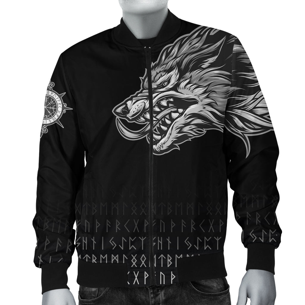 Viking Bomber Jacket Fenrir Wolf Near Shoulder RLT12 - Wonder Print Shop
