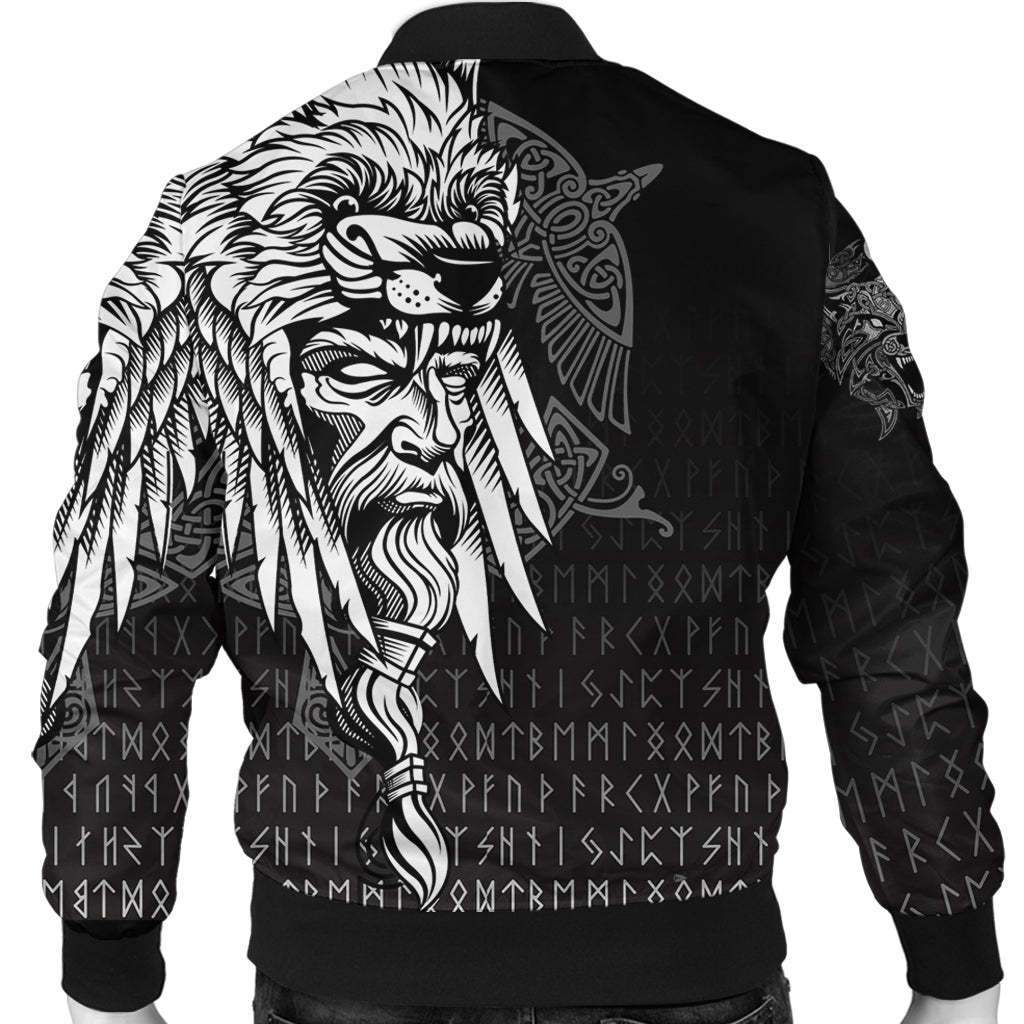(Custom) Viking Bomber Jacket Odin Raven And Fenrir On Hand RLT12 - Wonder Print Shop