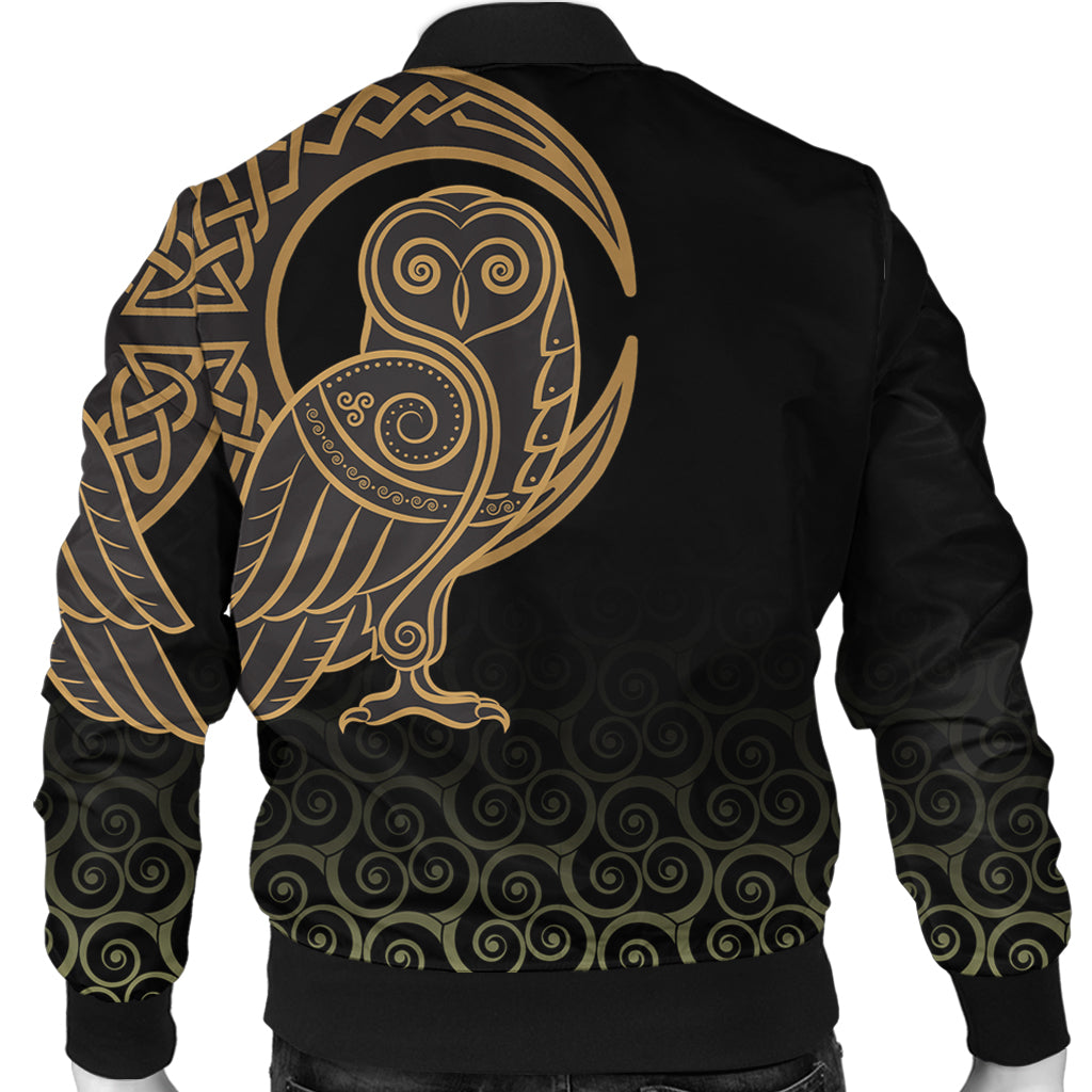 Viking Bomber Jacket Owl Celtic On Triskele Background RLT12 - Wonder Print Shop