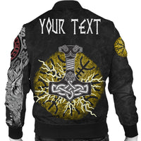 (Custom) Viking Bomber Jacket - Fenrir Fight Mjolnir Of Thor On Helm Of Awe RLT12 - Wonder Print Shop