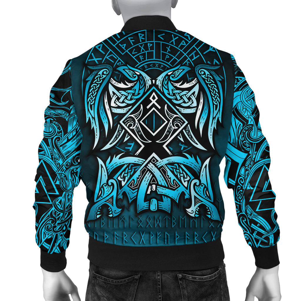 Viking Bomber Jacket Othala and Raven Blue RLT12 - Wonder Print Shop