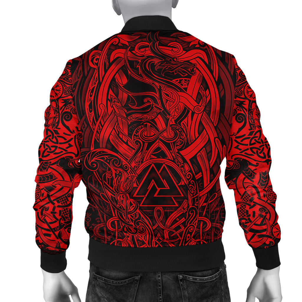 Viking Bomber Jacket Valknut and Dragon Tattoo Red RLT12 - Wonder Print Shop