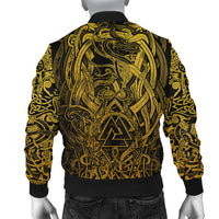Viking Bomber Jacket Valknut and Dragon Tattoo Golden RLT12 - Wonder Print Shop