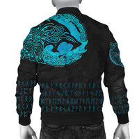 (Custom) Viking Bomber Jacket - Fenrir Wolf Cyan RLT12 - Wonder Print Shop