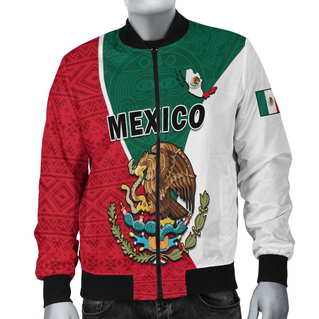 (Custom Text and Number) Mexico Bomber Jacket Mexican Aztec Pattern - Wonder Print Shop