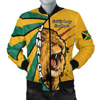 (Custom Text and Number) Jamaica Athletics Bomber Jacket Jamaican Flag Mix Lion Sporty Style - Wonder Print Shop