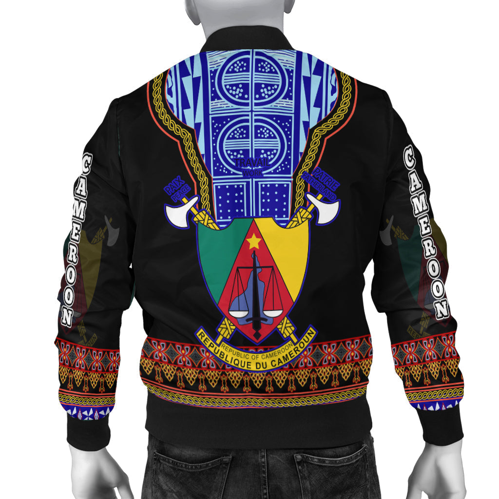 Cameroon Bomber Jacket Atoghu Pattern Black Style - Wonder Print Shop