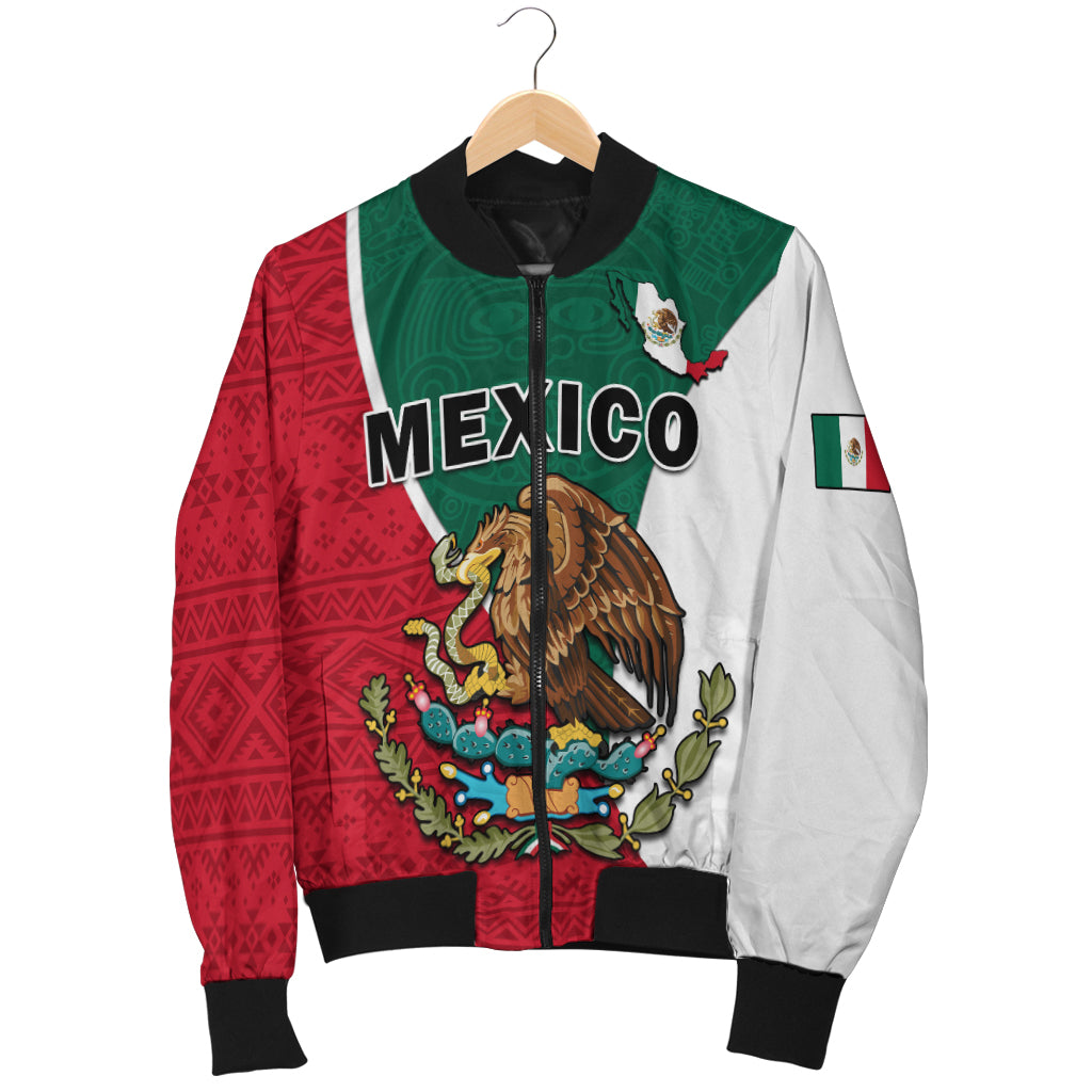 (Custom Text and Number) Mexico Bomber Jacket Mexican Aztec Pattern - Wonder Print Shop