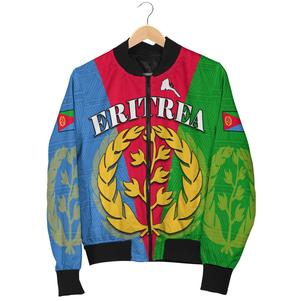 (Custom Personalised) Eritrea Bomber Jacket Eritrean Map Mix African Pattern Simple Style - Wonder Print Shop