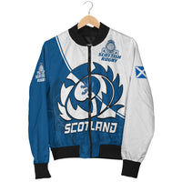 (Custom Text and Number) Scotland Rugby Bomber Jacket Scottish Coat Of Arms Mix Thistle Newest Version - Wonder Print Shop