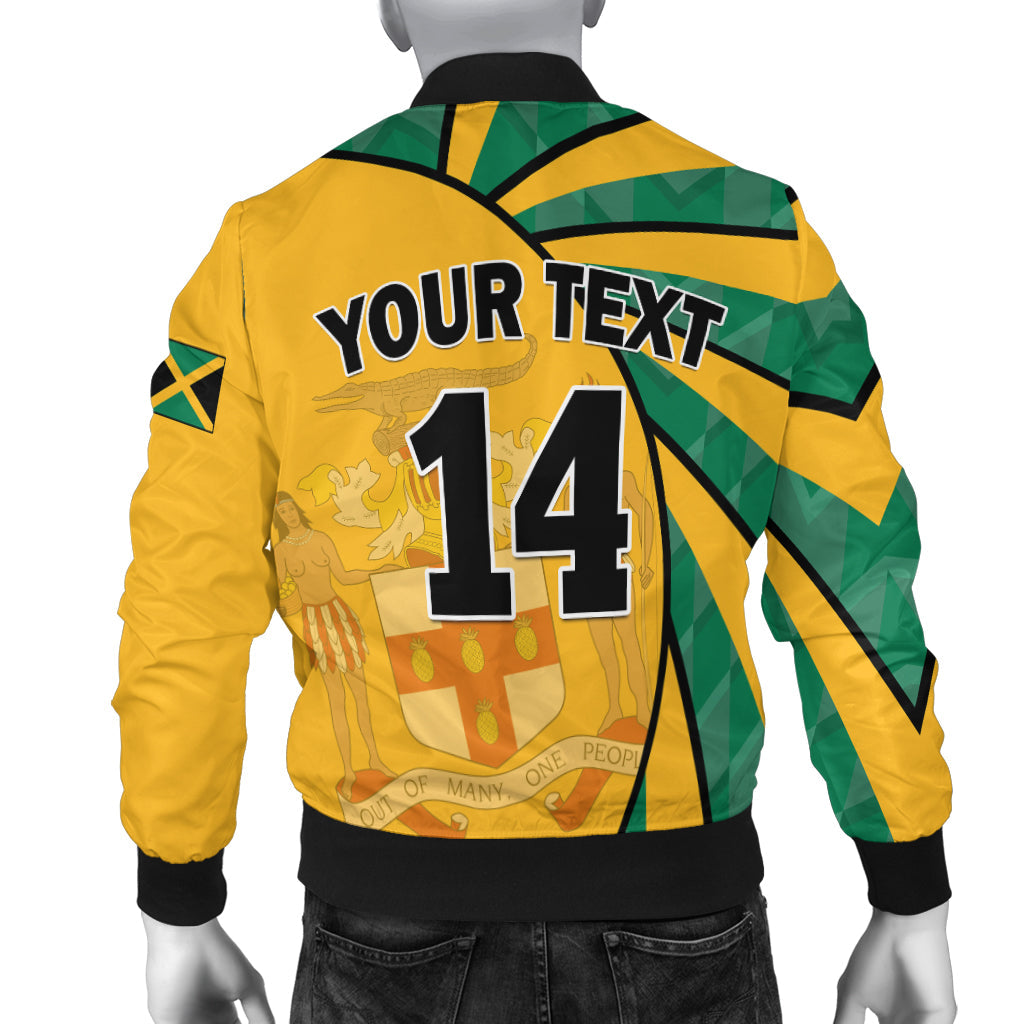 (Custom Text and Number) Jamaica Athletics Bomber Jacket Jamaican Flag Mix Lion Sporty Style - Wonder Print Shop