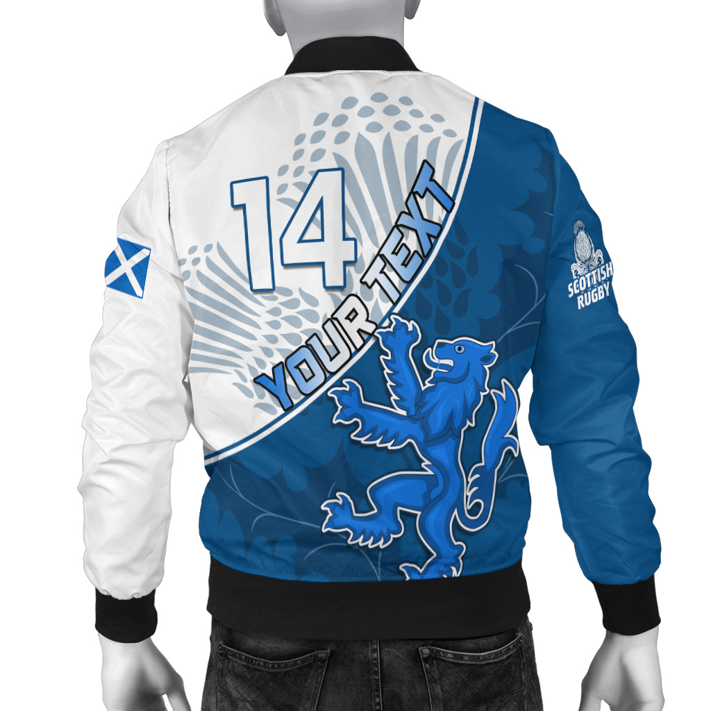 (Custom Text and Number) Scotland Rugby Bomber Jacket Scottish Coat Of Arms Mix Thistle Newest Version - Wonder Print Shop
