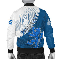 (Custom Text and Number) Scotland Rugby Bomber Jacket Scottish Coat Of Arms Mix Thistle Newest Version - Wonder Print Shop