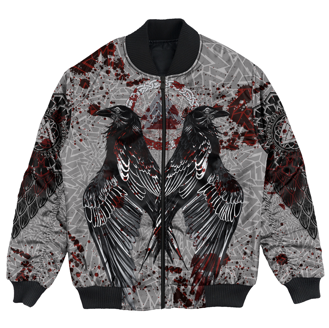 Viking Raven With Valknut Bomber Jacket Style Blood RLT12 - Wonder Print Shop