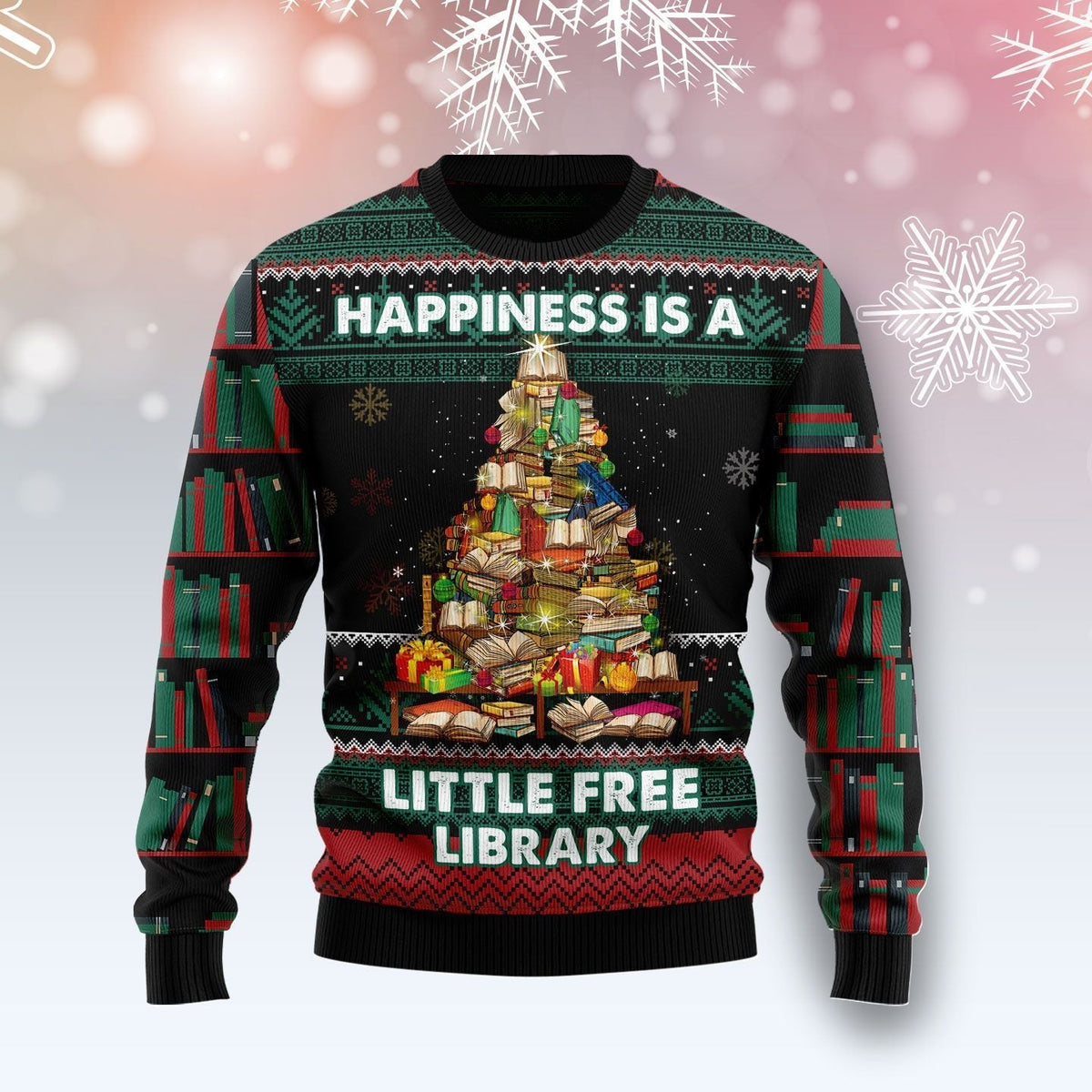 Book Free Library Ugly Christmas Sweater - Wonder Print Shop