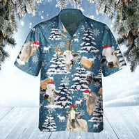 Brahman Cattle Blue Tribal Christmas Hawaiian Shirt - Wonder Print Shop