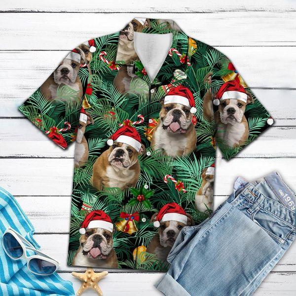 bulldog-christmas-hawaiian-shirt