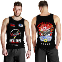 Black men's tank top with airmen logo and plane graphic on front
