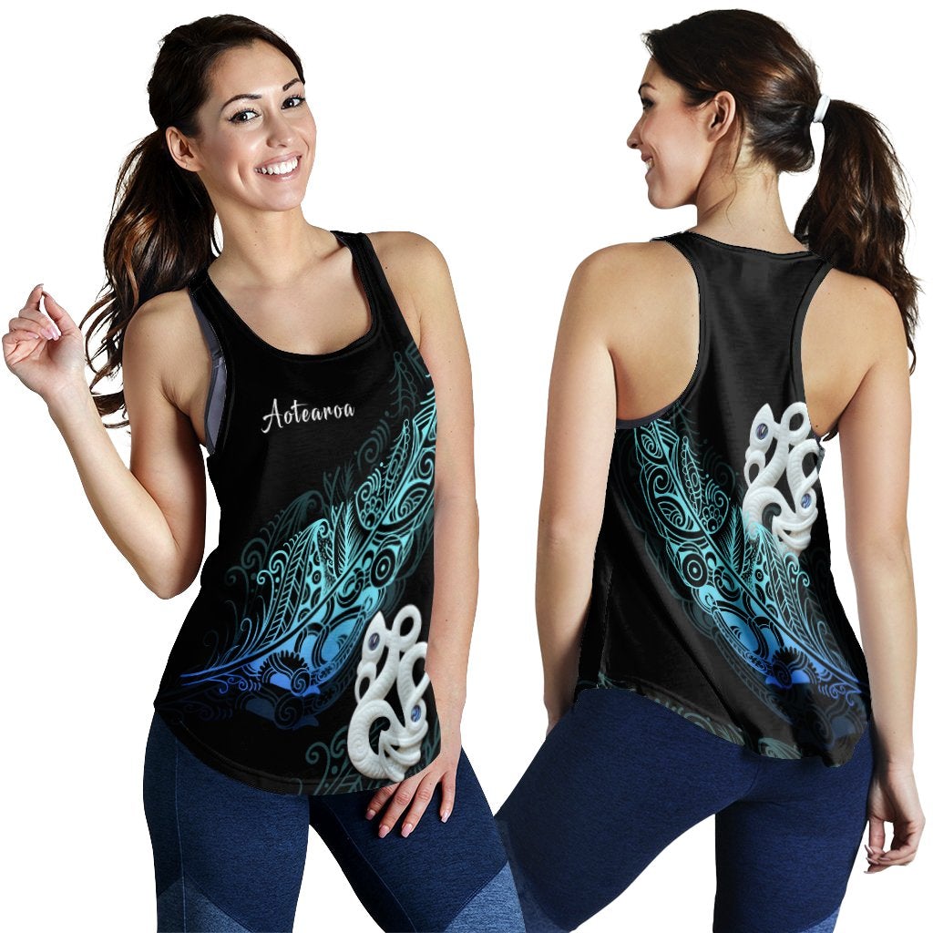Aotearoa Women Racerback Tank Fern Mix Manaia Matau LT13 - Wonder Print Shop