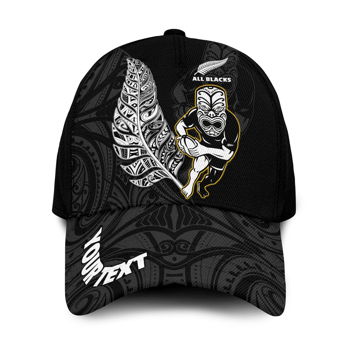 custom-personalised-new-zealand-2022-rugby-classic-cap-all-black-silver-fern-maori-pattern-version-black-lt14