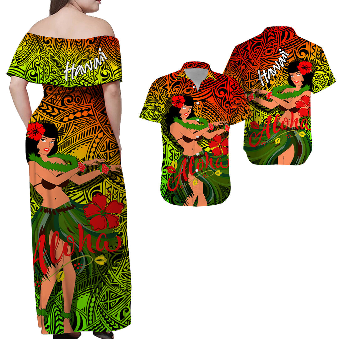 Hawaii Hula Girl Reggae Matching Hawaiian Shirt And Dress - LT2 - Wonder Print Shop