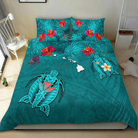 Hawaiian Islands Bedding Set - Hawaii Tropical Flowers and Turtles Turquoise LT13 - Wonder Print Shop