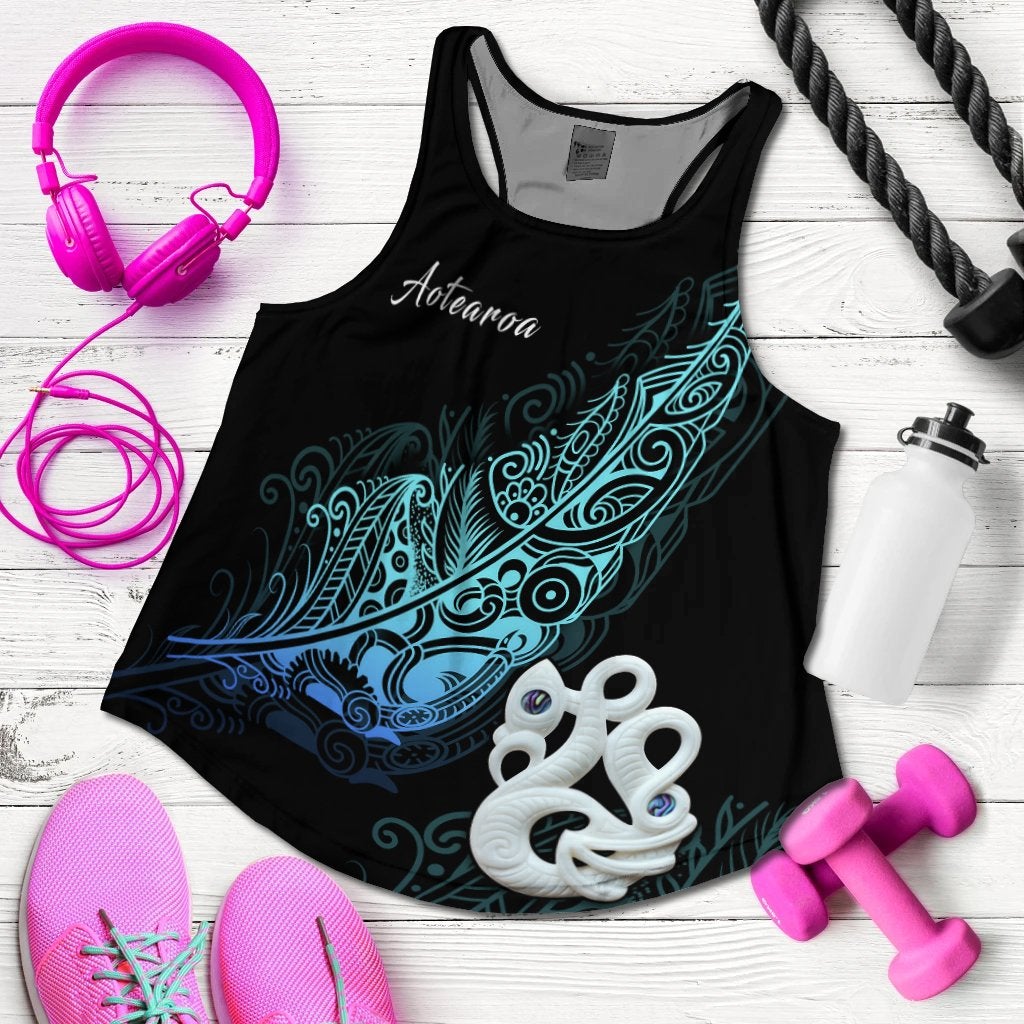 Aotearoa Women Racerback Tank Fern Mix Manaia Matau LT13 - Wonder Print Shop