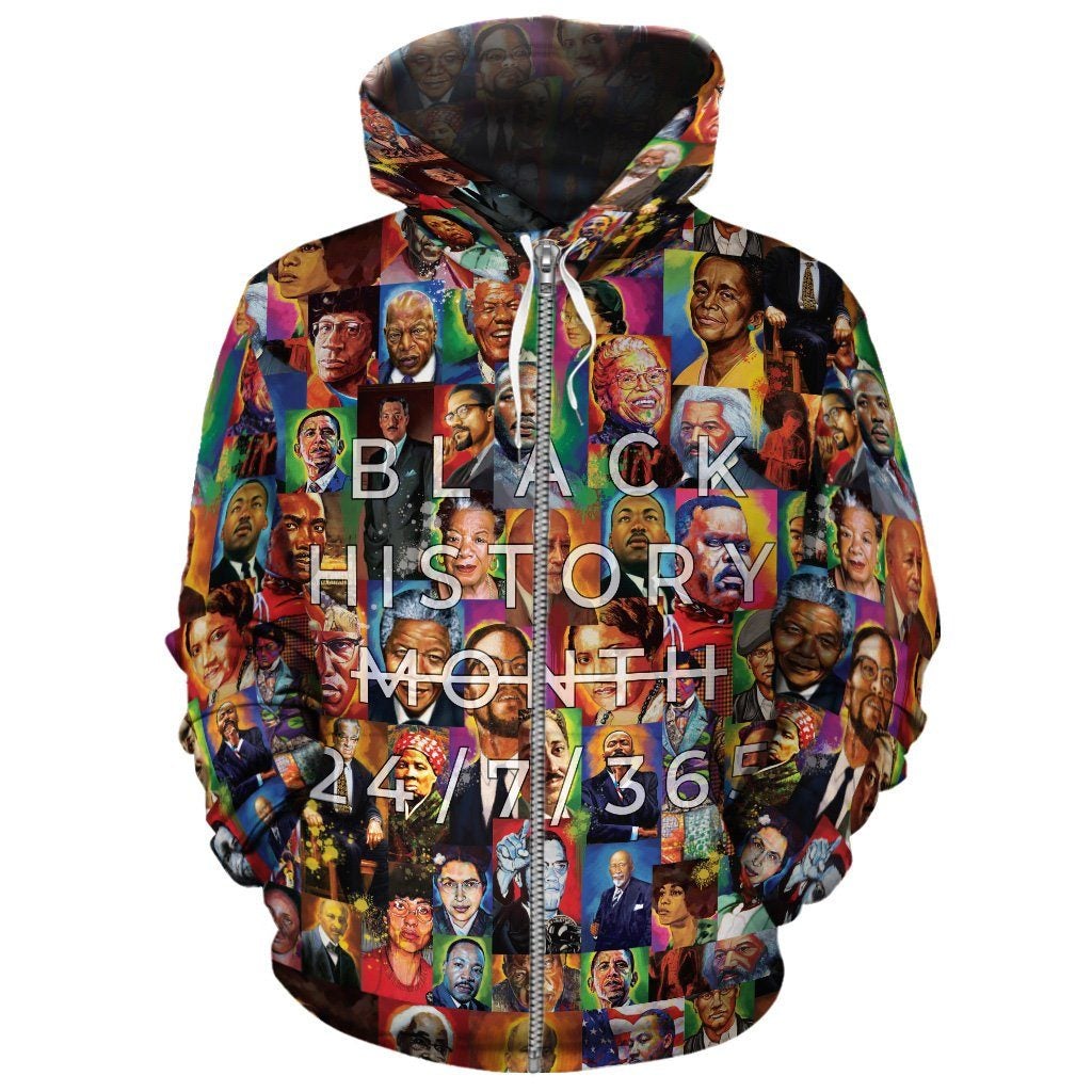 African Hoodie Civil Rights Leaders Oil Painting Art Zip Hoodie - Wonder Print Shop