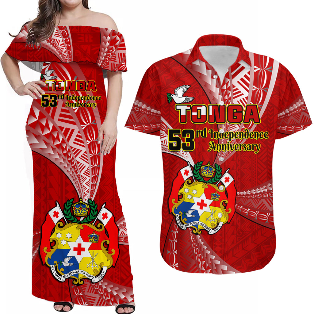 Personalised Tonga Matching Hawaiian Shirt And Dress Happy 53rd Independence Anniversary Tongan Pattern - Wonder Print Shop