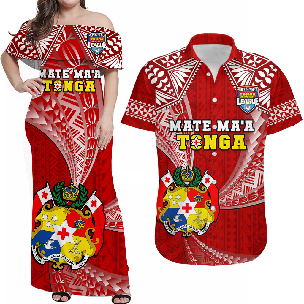 Personalised Tonga Rugby Matching Hawaiian Shirt And Dress Mate Maa Tonga Pacific Tongan Ngatu - Wonder Print Shop