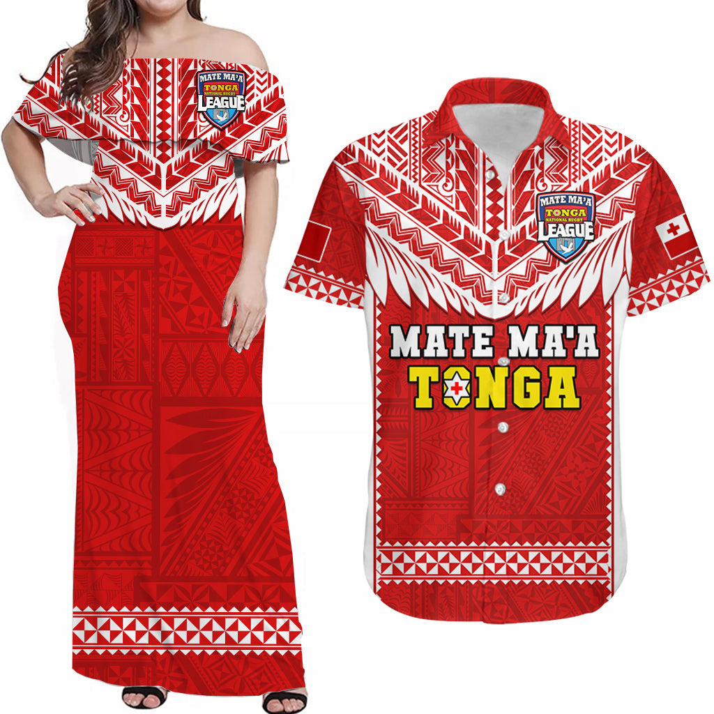 Tonga Rugby Matching Hawaiian Shirt And Dress Mate Maa Tonga Pacific Ngatu White - Wonder Print Shop