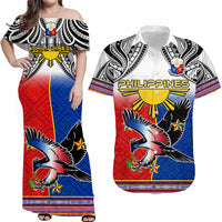 Philippines Matching Hawaiian Shirt And Dress Polynesian Filipino Pattern With Eagle - Wonder Print Shop