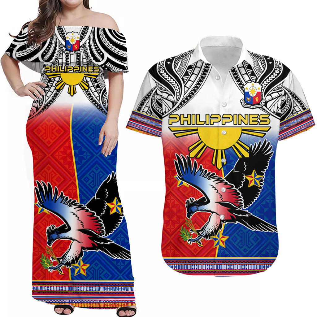 Philippines Matching Hawaiian Shirt And Dress Polynesian Filipino Pattern With Eagle - Wonder Print Shop