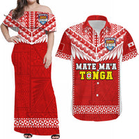 Tonga Rugby Matching Hawaiian Shirt And Dress Mate Maa Tonga Pacific Ngatu White - Wonder Print Shop