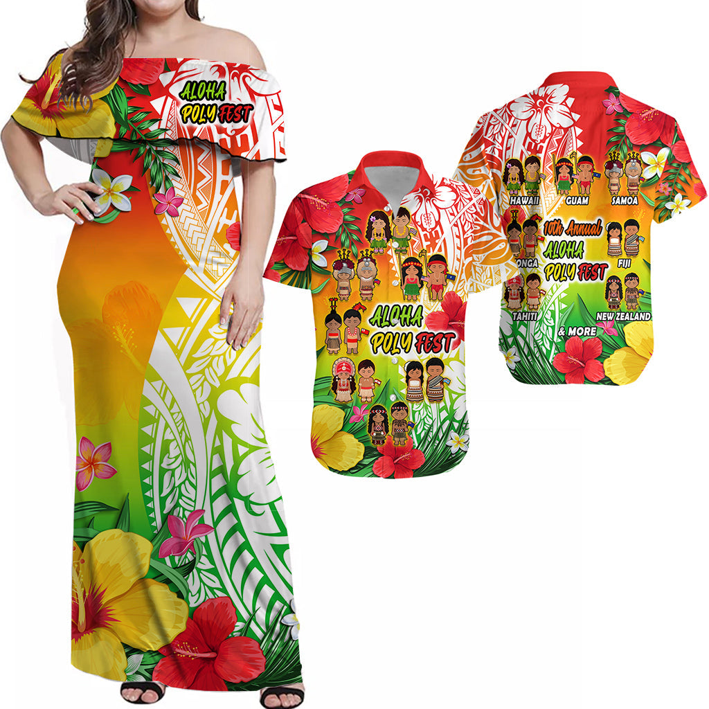 Aloha Poly Fest Matching Hawaiian Shirt And Dress Polynesian Pattern With Tropical Flowers - Wonder Print Shop
