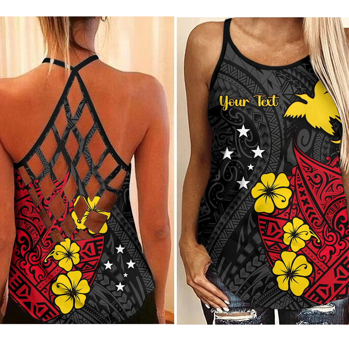 custom-personalised-papua-new-guinea-birds-of-paradise-criss-cross-tank-top-lt13