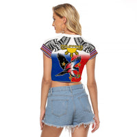 Philippines Raglan Cropped T Shirt Polynesian Filipino Pattern With Eagle - Wonder Print Shop