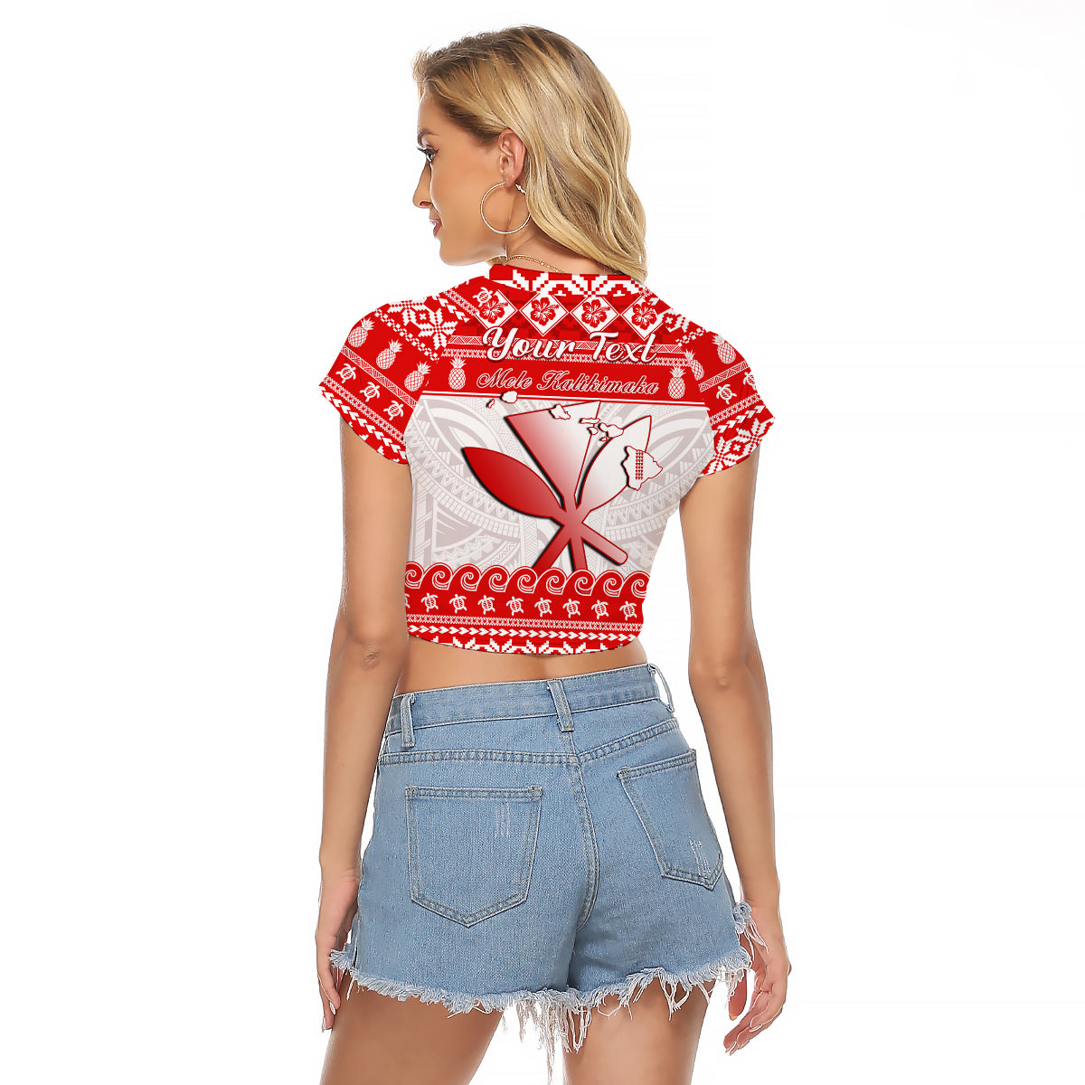 Custom Personalised Hawaii Christmas Raglan Cropped T Shirt Kanaka Polynesian Santa Claus Mele Kalikimaka - Wonder Print Shop