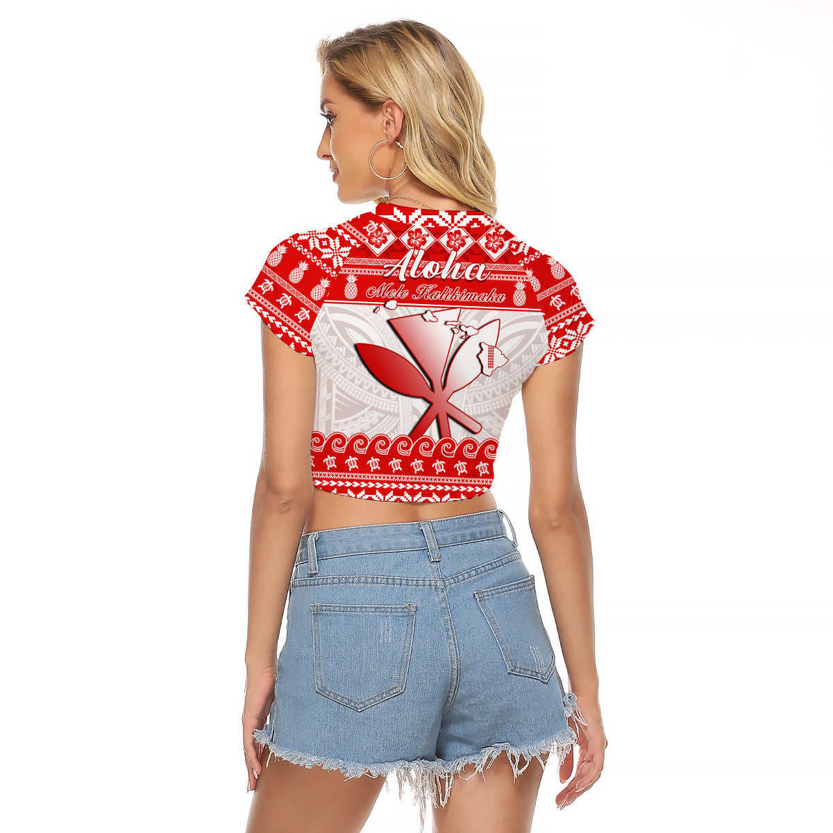 Hawaii Christmas Raglan Cropped T Shirt Kanaka Polynesian Santa Claus Mele Kalikimaka - Wonder Print Shop