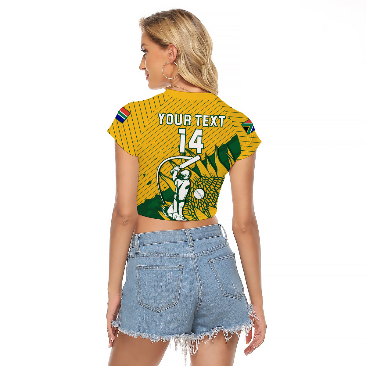 (Custom Text And Number) South Africa Cricket Raglan Cropped T Shirt Go Proteas Unique Style - Wonder Print Shop