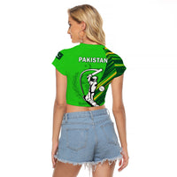 Pakistan Cricket Raglan Cropped T Shirt Go Shaheens Simple Style - Wonder Print Shop
