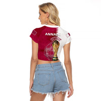 Qatar Football Raglan Cropped T Shirt Annabi Champions Proud WC 2022 - Wonder Print Shop