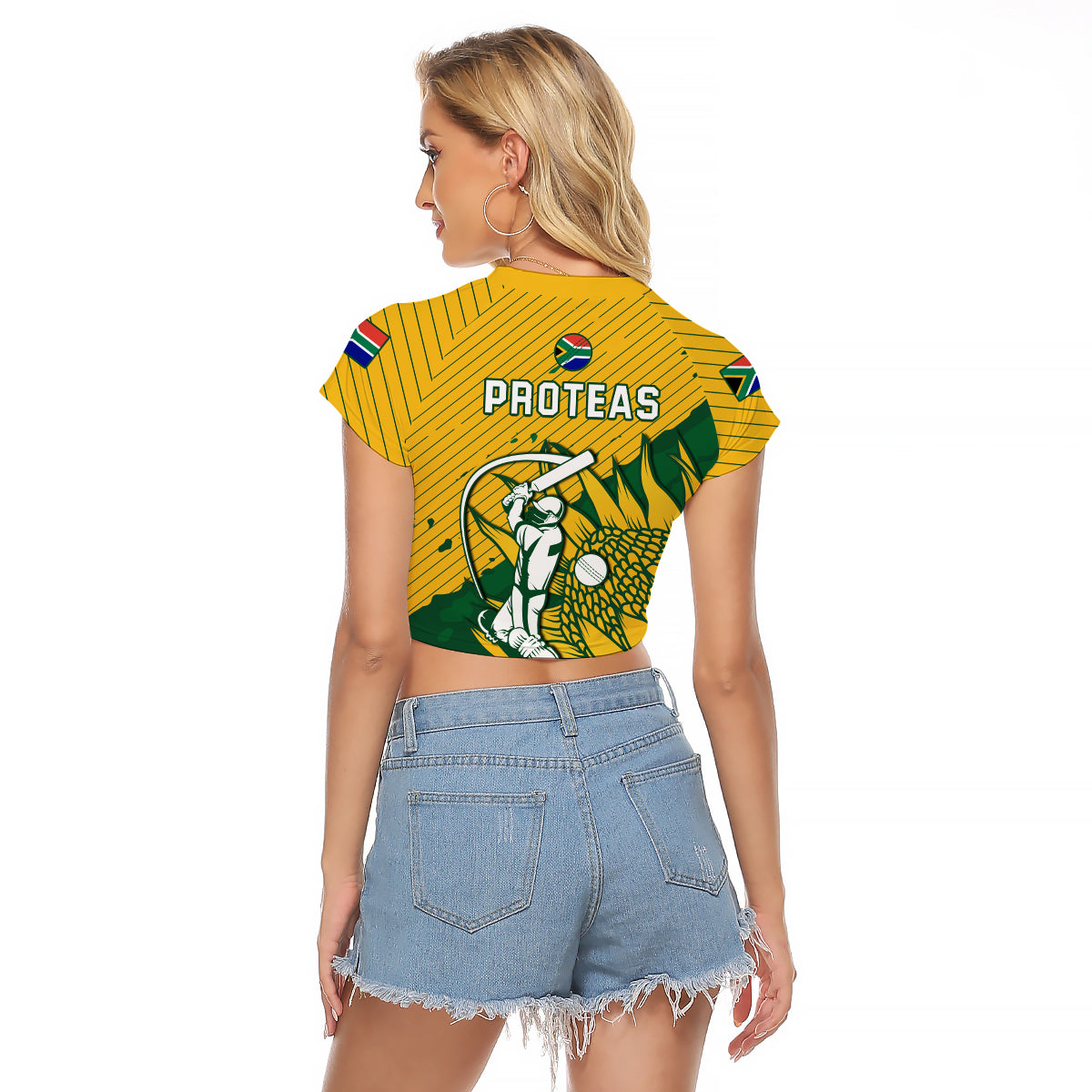 South Africa Cricket Raglan Cropped T Shirt Go Proteas Unique Style - Wonder Print Shop