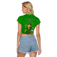 Ireland Raglan Cropped T Shirt Saint Patricks Day Happy Leprechaun And Shamrock - Wonder Print Shop